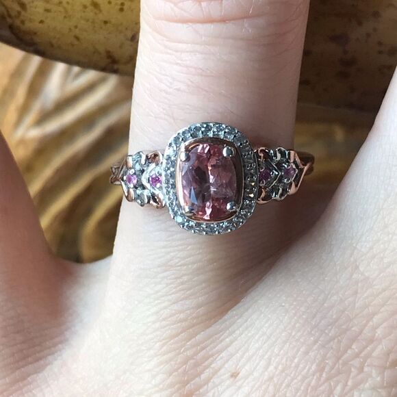 Natural Rose Apatite Pink Sapphire Sterling Silver Ring Size 7 - Picture 1 of 8